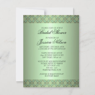 Luxus Green Damask Wirbel Bridal Einladung