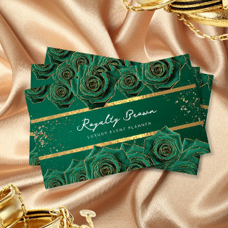 Luxus Green Gold Floral Business Card Visitenkarte