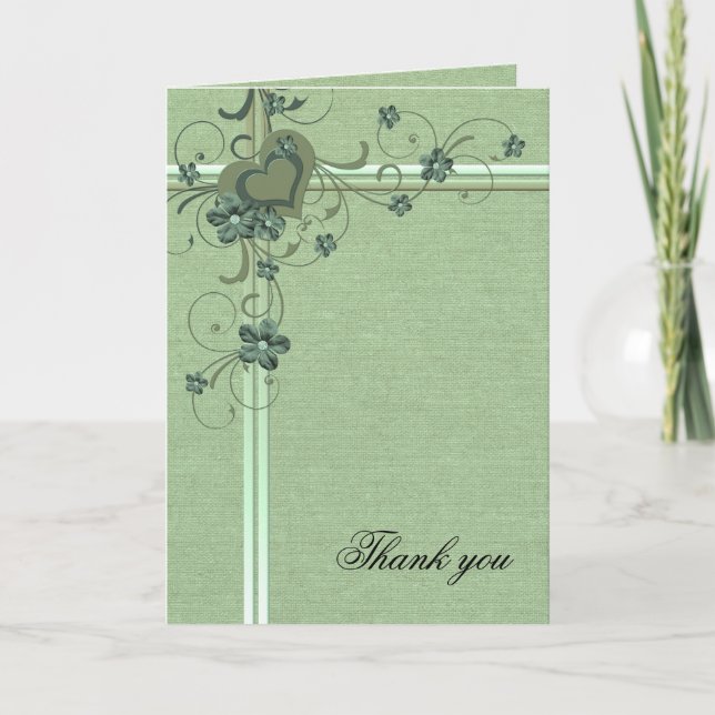 Luxus Green Heart Burlap Danke Karte (Vorderseite)