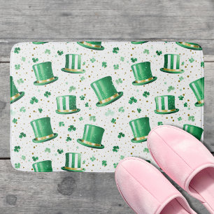 Luxus Grün Gold Hüte und Shamrocks Weiß Badematte