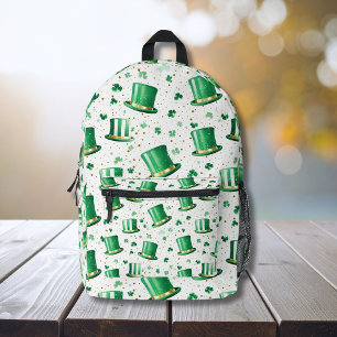 Luxus Grün Gold Hüte und Shamrocks Weiß Bedruckter Rucksack