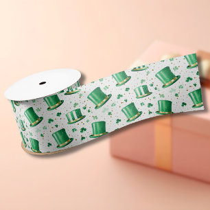 Luxus Grün Gold Hüte und Shamrocks Weiß Satinband