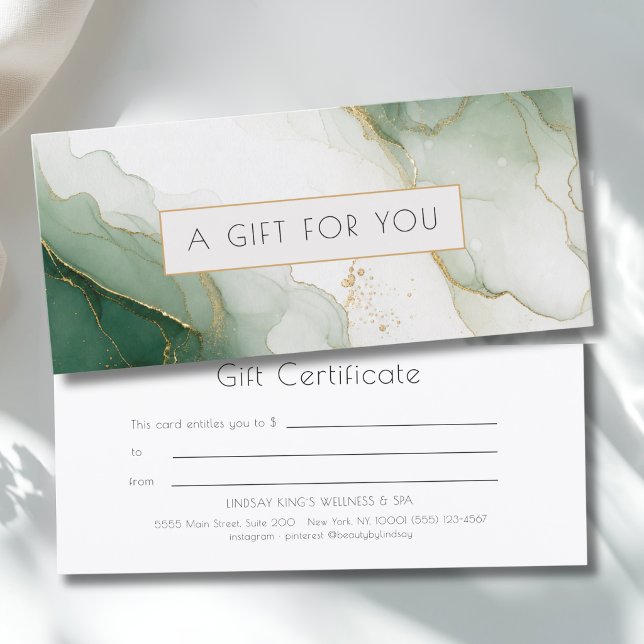 Luxus-Grün-Gold-Marmor-Geschenkgutschein (Luxury Green Gold Marble Gift Certificate)