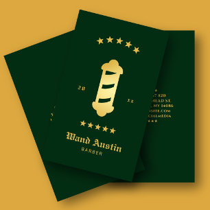 Luxus Grün Gold Vintage-Barbierstange Visitenkarte