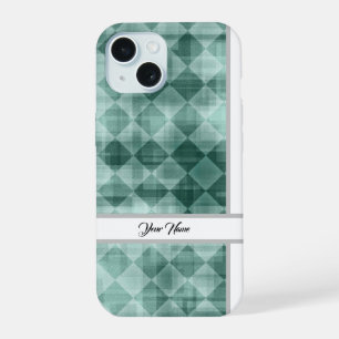 Luxus Grün Weißer Rhombus Ihr Name Abstrakte Kunst iPhone 15 Hülle