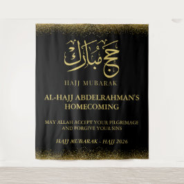 Luxus Hajj Mubarak in Schwarz und Gold - Wandteppich