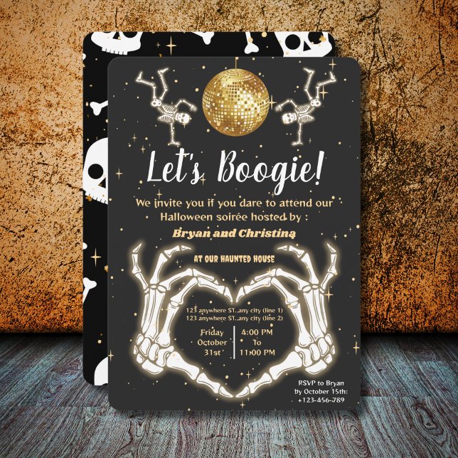Luxus Halloween Dance Skeletons Disco Ball Party Einladung (Von Creator hochgeladen)