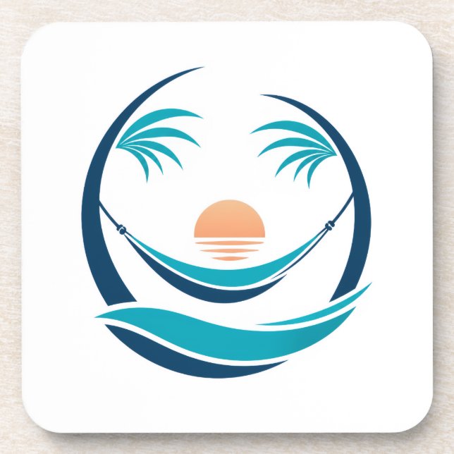 Luxus-Hängematten-Sonnenuntergangs-Logo Getränkeuntersetzer (Vorderseite)