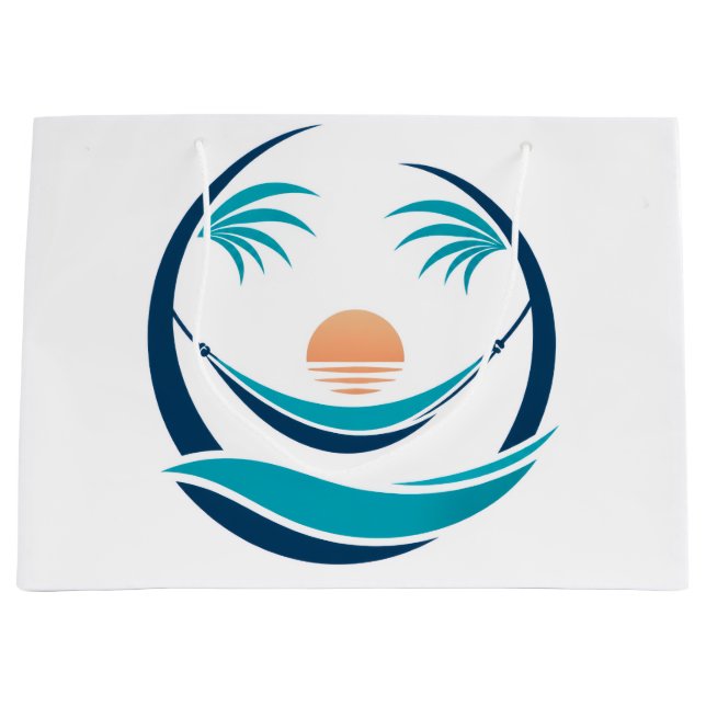 Luxus-Hängematten-Sonnenuntergangs-Logo Große Geschenktüte (Vorderseite)