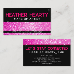 Luxus Heller Girly Pink Neon Glitter Glamour Visitenkarte
