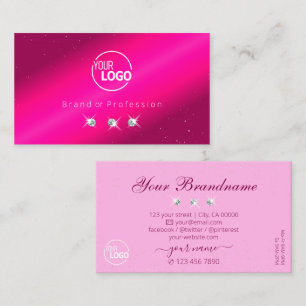 Luxus-Hellrosa-Funkelsterne-Diamanten mit Logo Visitenkarte