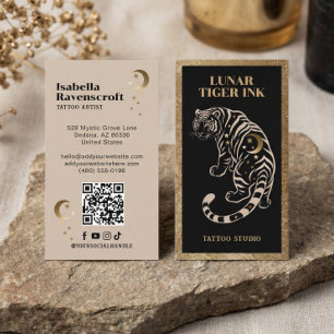 Luxus Himmelstiger Tattoo-Künstler Schwarz Gold Visitenkarte
