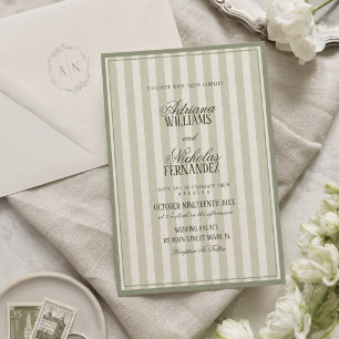 Luxus-Hochzeit im Smaragdgrün gestreift Einladung