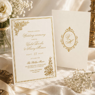 Luxus Hochzeit im Vintage-Blumen-Regency-Stil Folieneinladung