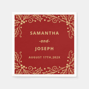 Luxus-Hochzeit in Rot und Antik-Gold Serviette