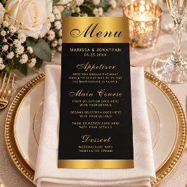Luxus-Hochzeit mit schwarzer Gold-Kalligrafie-Rand Menükarte