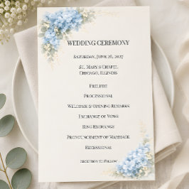 Luxus-Hochzeit mit staubblauen Hortensien Programm