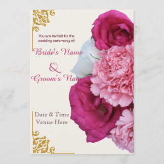 Luxus-Hochzeits-Einladung mit Gold und Hot Pink Bl Save The Date