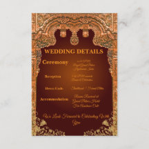 Luxus-Hochzeits-Einzelheitenkarte in Rot und Gold