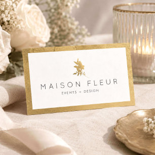 Luxus-Hochzeits-Eventplaner mit goldenen Blumenmot Visitenkarte