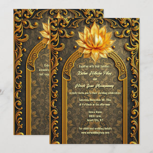 Luxus Hochzeitseinladung indischer Lotus Tempel Einladung