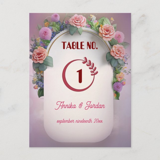 Luxus Hochzeitseinladung Tischnummern Vintag (Vorderseite)