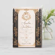 Luxus Hochzeitseinladungskarte Royal Schwarz & Gol