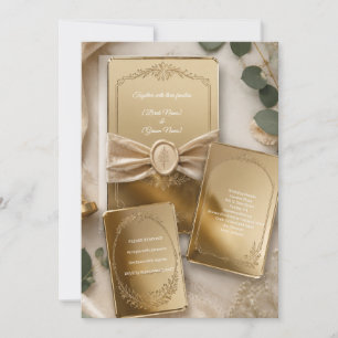 Luxus-Hochzeitseinladungsset aus Goldspiegel-Acryl Einladung