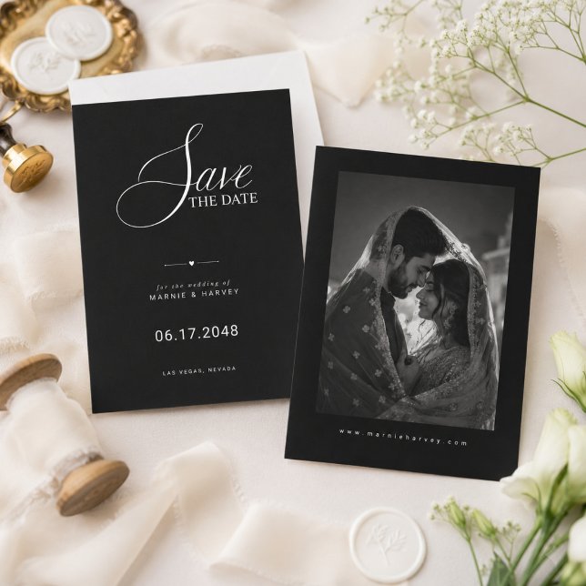 Luxus-Hochzeitsfoto in Schwarz Save The Date (Von Creator hochgeladen)