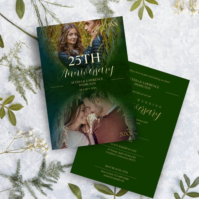 Luxus Hochzeitsjubiläum 2 Fotos Oval Folieneinladung (Von Creator hochgeladen)