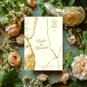 Luxus-Hochzeitskarte aus Goldmarmor zum Speichern Einladung