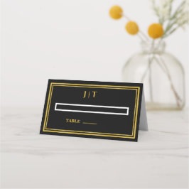 Luxus-Hochzeitsplatzkarte mit schwarzem und golden Platzkarte