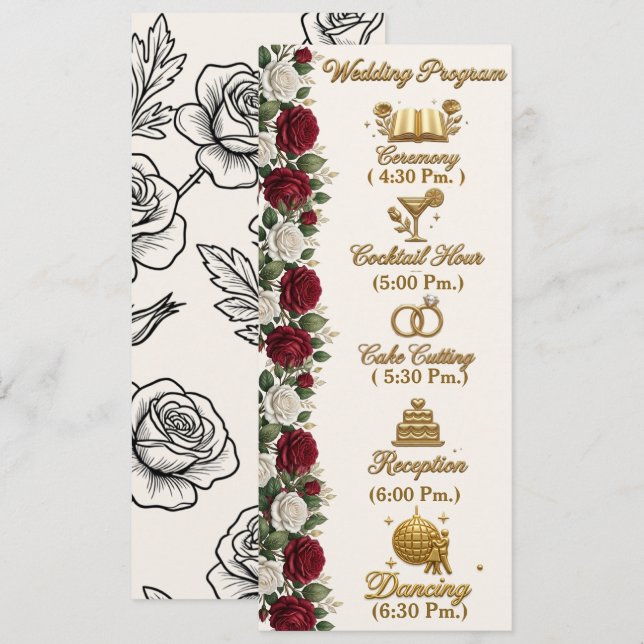 Luxus-Hochzeitsprogramm New York Rose mit vollstän Programm (Vorne/Hinten)
