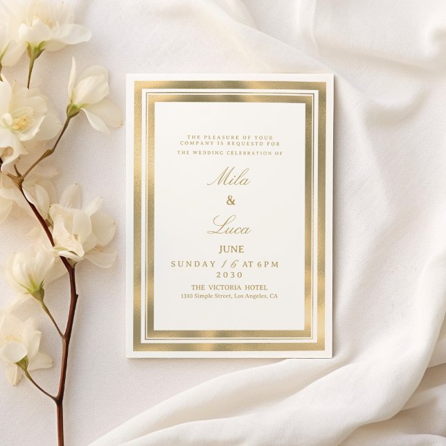 Luxus-Hochzeitsrahmen aus Weißgold in geometrische Einladung (Luxury white gold geometric frame Wedding )