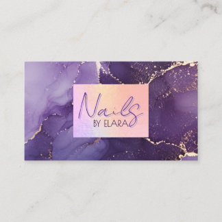 Luxus-Holografisches Lila-Aquarell-Gold Visitenkarte