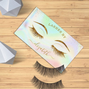 Luxus Holographic Gold Eyelashes Business Card Visitenkarte