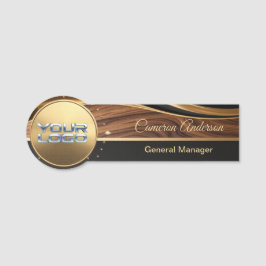 Luxus-Holz-Schwarz-Gold-Namensschild Namensschild