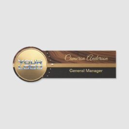 Luxus-Holz-Schwarz-Gold-Namensschild Namensschild