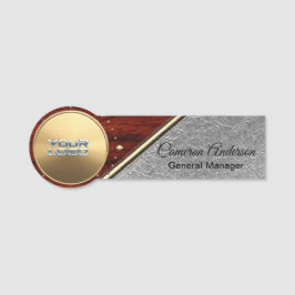 Luxus-Holz-Textur-Silber-Namensschild Namensschild