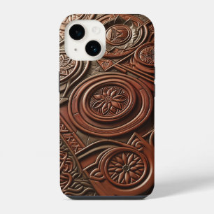 Luxus-Holzhandygehäuse mit aufwendiger geometrisch iPhone 14 Hülle