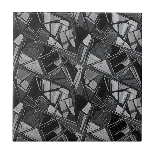 Luxus-Holzkohle-Silber-Abstrakte Öl-Kunst Fliese (Vorderseite)