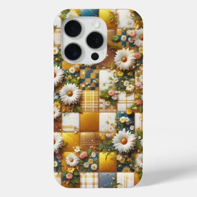 Luxus-Hülle mit weißen Gänseblümchen und goldenem  Case-Mate iPhone Hülle (Rückseite)