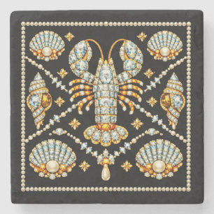 Luxus-Hummer-Juwelenmuster-Diamant-Design Steinuntersetzer