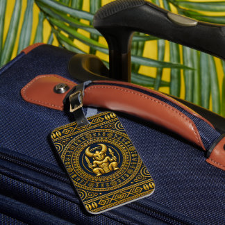 Luxus-Igbo-Ikenga-Indigo- und Gold-Kulturtasche Gepäckanhänger