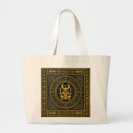 Luxus-Igbo-Ikenga-Indigo- und Gold-Kulturtasche Jumbo Stoffbeutel