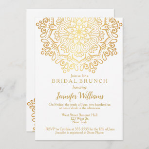 Luxus Imitate Gold Mandala White Bridal Brunch Einladung