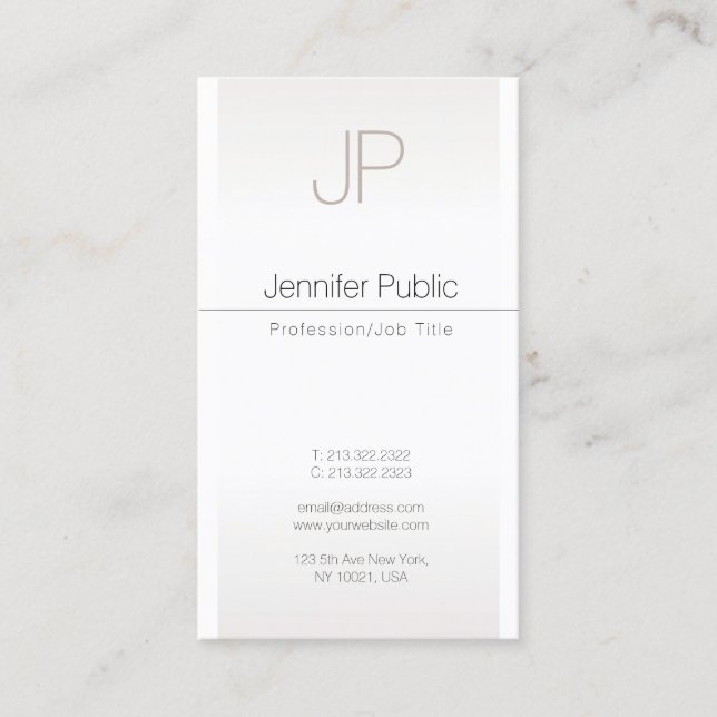 Luxus-Imitate Silver Trendy Creative Monogram Schl Visitenkarte (Vorderseite)