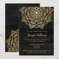 Luxus Imitats Gold Mandala Black Baby Dusche