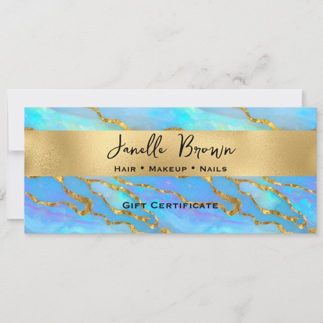 Luxus Imitats Opal Stone Gold Geschenkgutschein Ka Einladung (Vorderseite)