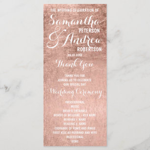 Luxus-Imitats Rose Goldblatt Hochzeitsprogramm Programm